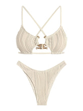Criss-Cross-Textured-Cutout-Bikini-Light Coffee